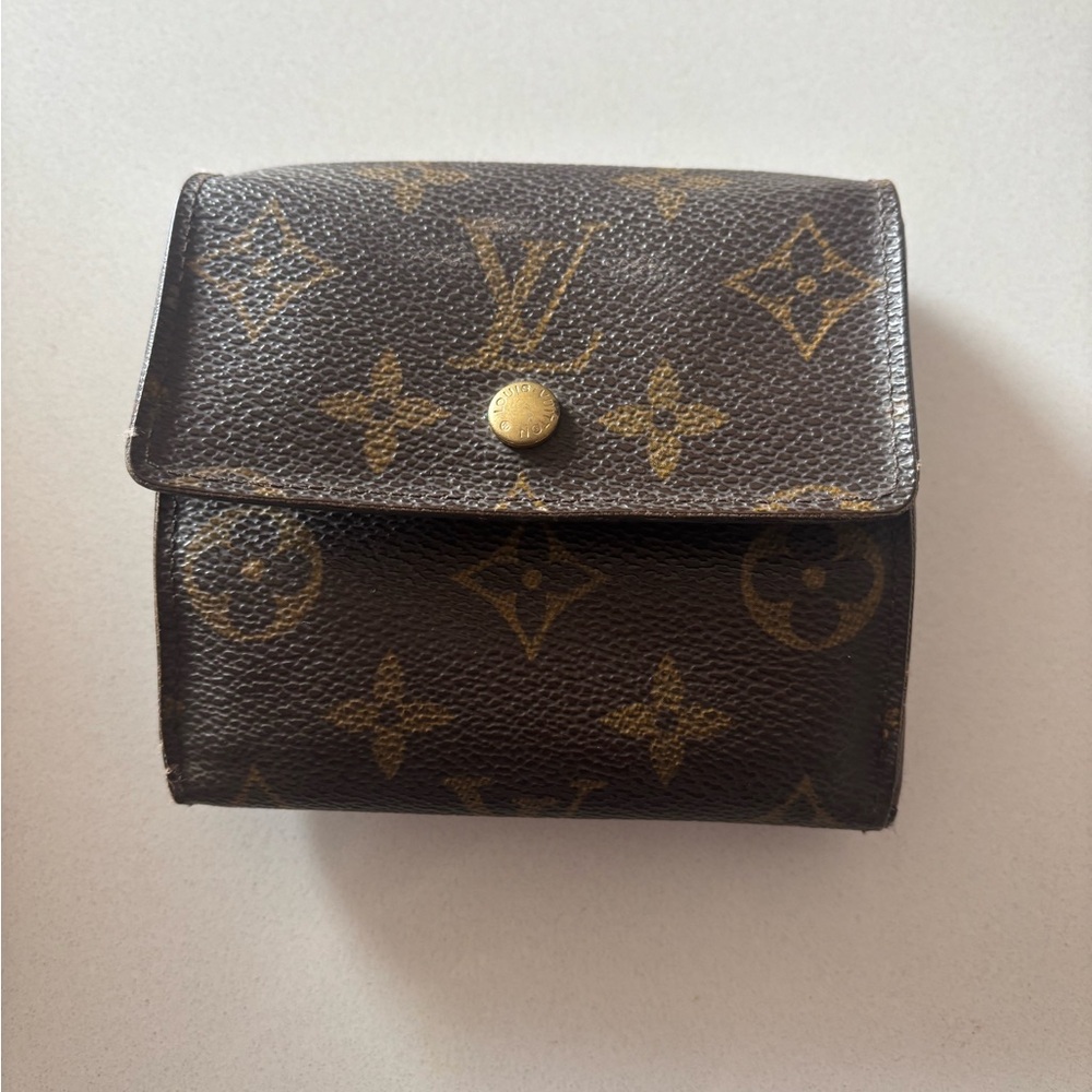 Louis Vuitton Monogram Elise Trifold Wallet in Brown and Gold